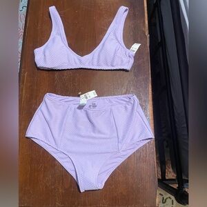 Aerie Lavender Textured Bikini Set